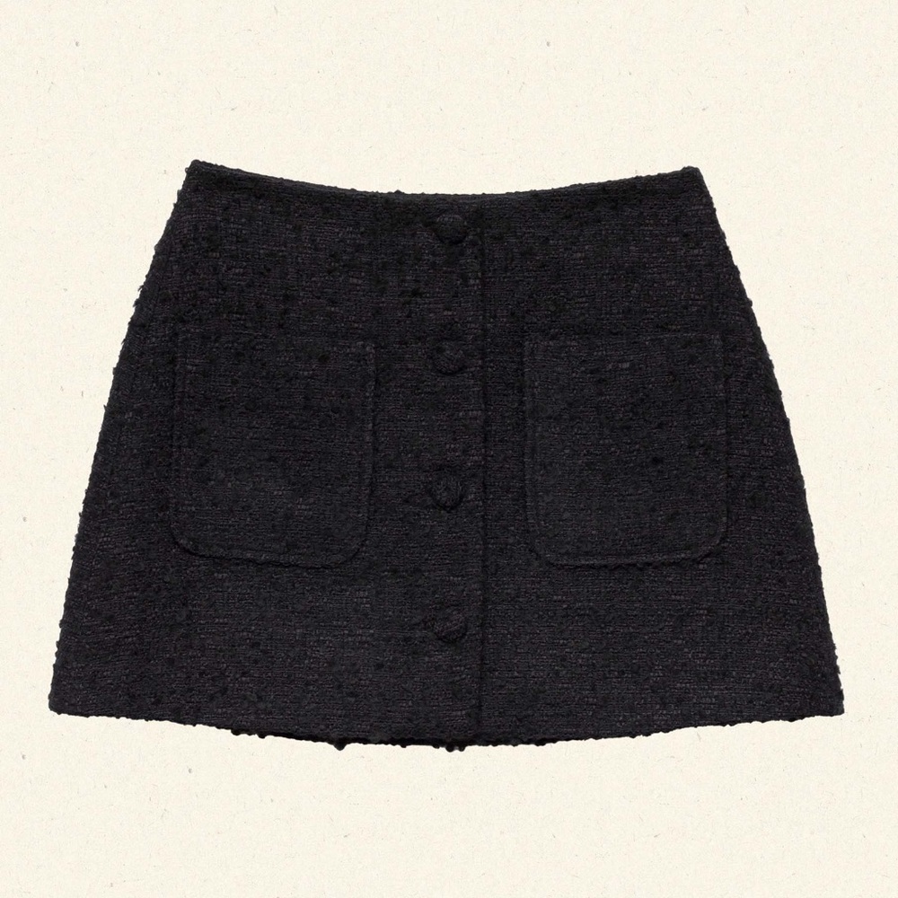 Doen Elina Black Tweed Skirt